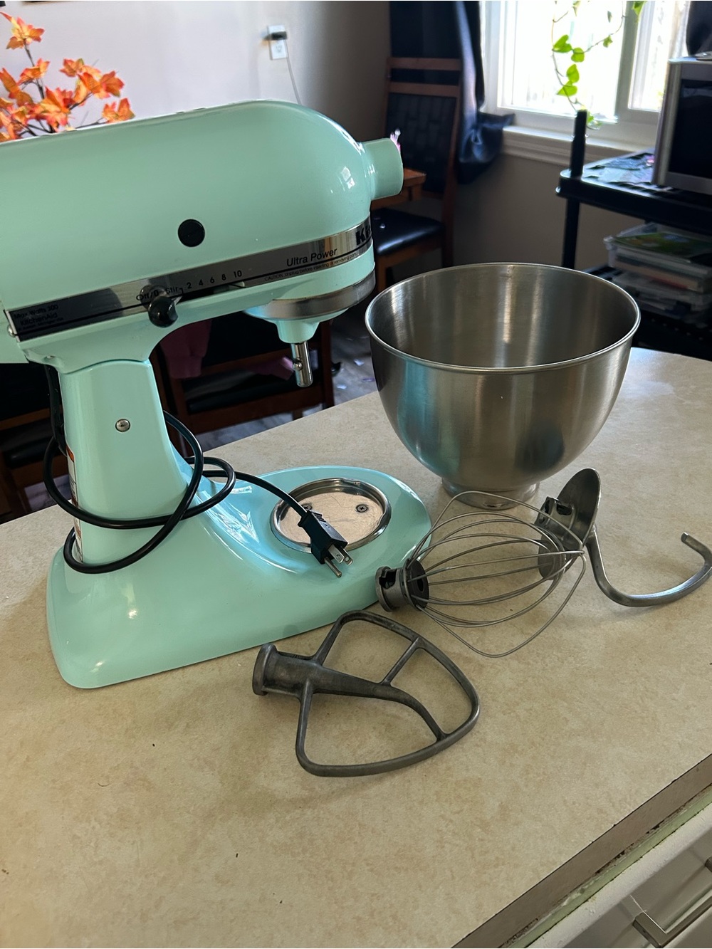 Kitchen Stand Mixer (Aqua) with Stainless Steel Bowl and Attachments